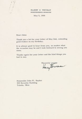 Lot #219 Harry S. Truman Typed Letters Signed - Image 2
