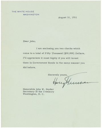 Lot #98 Harry S. Truman Typed Letter Signed - Image 1