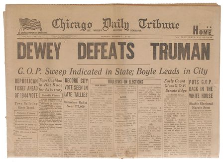 Lot #95 Harry S. Truman: Iconic Newspaper Headline- 