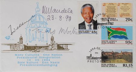 Lot #320 Nelson Mandela: An exceptionally rare association of three titans of the transition from apartheid to democracy in South Africa. - Image 1