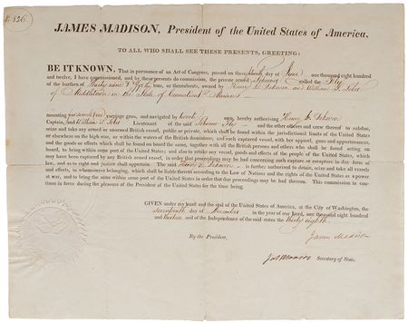 Lot #18 James Madison and James Monroe: War of
