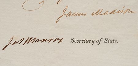 Lot #18 James Madison and James Monroe: War of 1812 privateer commission allowing the Schooner Fly to “subdue, seize and take any armed or unarmed British vessel” - Image 2