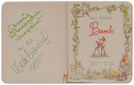 Lot #506 Walt Disney: Beautifully signed by Disney and Donnie Dunagan, the voice of Bambi - Image 2
