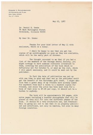 Lot #435 Eddie Rickenbacker Typed Letter Signed - Image 1