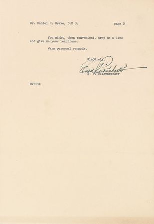 Lot #435 Eddie Rickenbacker Typed Letter Signed - Image 2