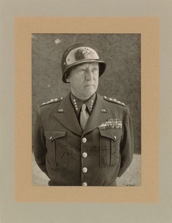 Lot #417 George S. Patton: Dignified portrait of the four-star general, with letters from his daughter: ?Our father, General Patton, was not murdered? - Image 1