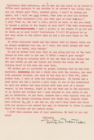 Lot #417 George S. Patton: Dignified portrait of the four-star general, with letters from his daughter: ?Our father, General Patton, was not murdered? - Image 2