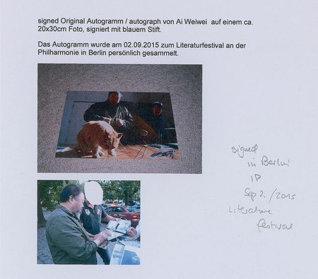 Lot #490 Ai Weiwei Signed Photograph - Image 2