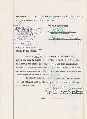 Lot #770 Spencer Tracy Signed Document - Image 1
