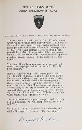 Lot #101 Dwight D. Eisenhower: Limited edition WWII memoir, signed on its desirable D-Day order - Image 1