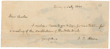 Lot #25 John Quincy Adams Handwritten Letter