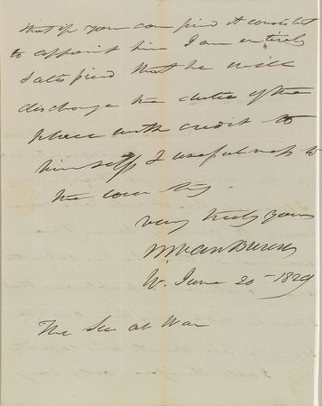 Lot #31 Martin Van Buren: Recommendation for a “superintendent of the armory at Harpers ferry” - Image 2