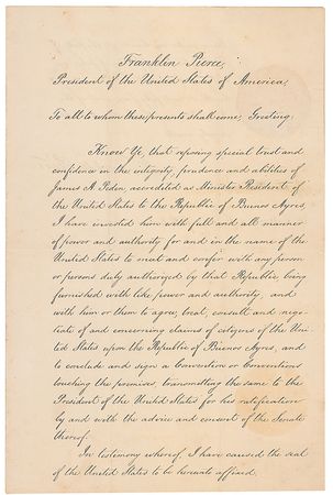 Lot #45 Franklin Pierce Signed Document - Image 1