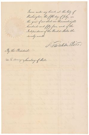 Lot #45 Franklin Pierce Signed Document - Image 2