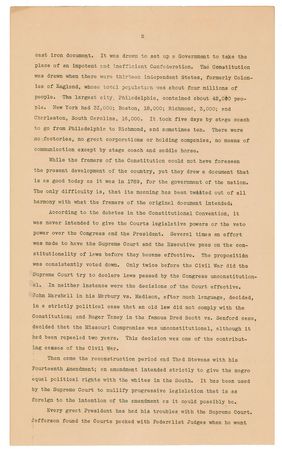 Lot #91 Harry S. Truman: ?I say the Court cannot be packed,? Truman proclaims as he reflects on appointments-gone-wrong by Jefferson, Lincoln, Coolidge, and Wilson - Image 2