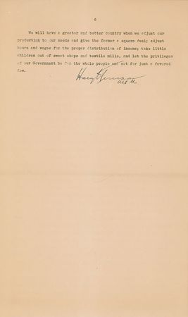 Lot #91 Harry S. Truman: ?I say the Court cannot be packed,? Truman proclaims as he reflects on appointments-gone-wrong by Jefferson, Lincoln, Coolidge, and Wilson - Image 6