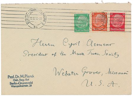 Lot #306 Max Planck: ?The Mark Twain Society has elected me as an honorary member? - Image 2