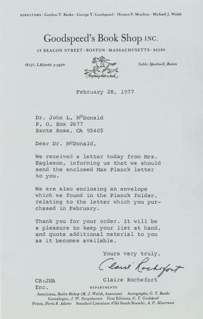 Lot #306 Max Planck: ?The Mark Twain Society has elected me as an honorary member? - Image 3