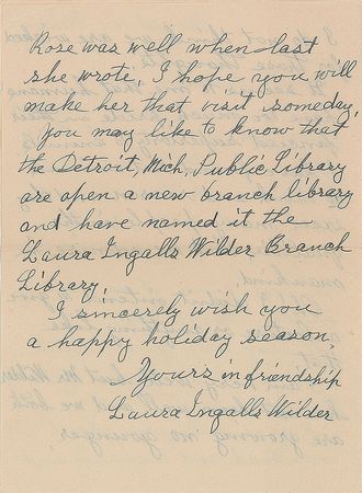 Lot #535 Laura Ingalls Wilder: Announcing the opening of Detroit’s “Laura Ingalls Wilder Branch Library” - Image 3