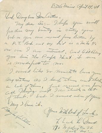 Lot #440 Douglas MacArthur and Chester Nimitz Signature - Image 1