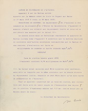 Lot #295 Marie Curie: “Radium Dosage by Radiation”—an exceptional early Curie lab report - Image 2