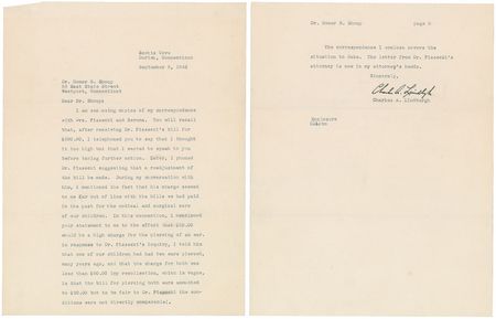 Lot #450 Charles Lindbergh: Unusual Lindbergh archive, reaffirming his “great confidence in the integrity and fairness of the medical profession” - Image 2