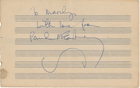 Lot #603 Beatles: McCartney and Asher: Signed during brass recordings for ‘Yellow Submarine’ - Image 1