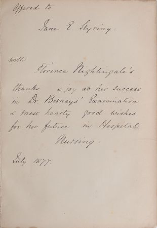 Lot #279 Florence Nightingale: Rare ?Materia Medica? book inscribed to a fellow nurse and former pupil - Image 1