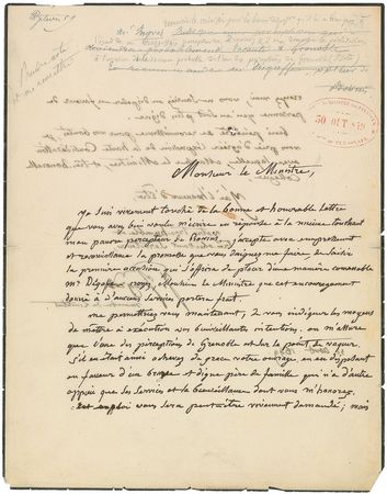 Lot #492 Jean Auguste Ingres Handwritten Letter Signed - Image 1
