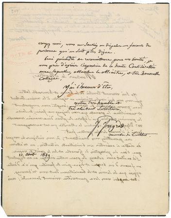Lot #492 Jean Auguste Ingres Handwritten Letter Signed - Image 2