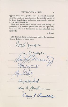 Lot #280 Burger Court: Fully signed Supreme Court