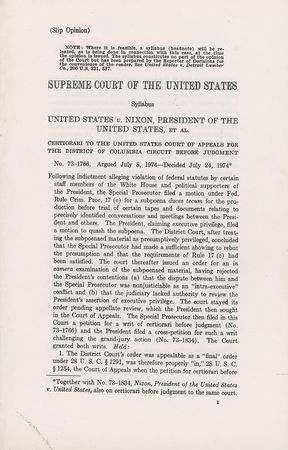 Lot #280 Burger Court: Fully signed Supreme Court decision in US v. Nixon - Image 2