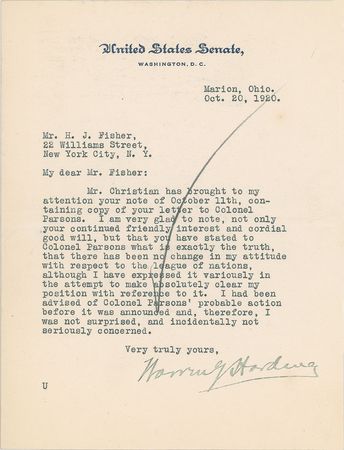 Lot #5065 Warren G. Harding - Image 2