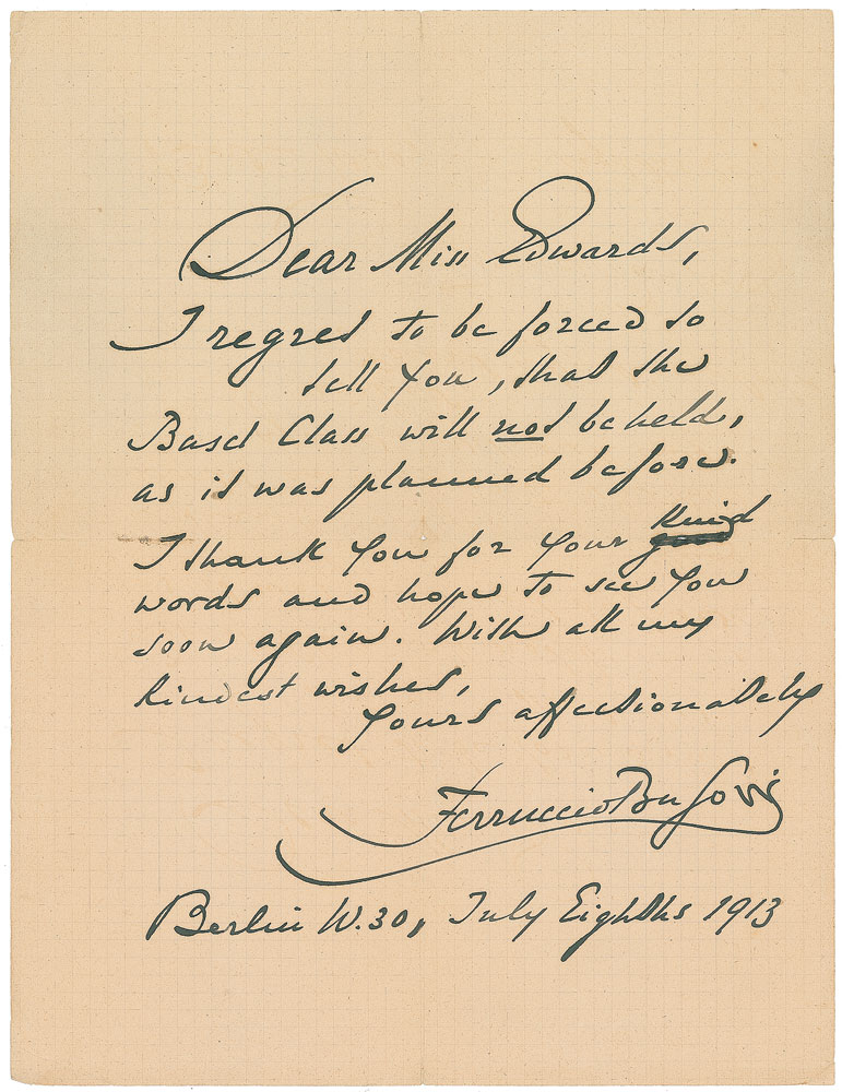 Ferruccio Busoni Handwritten Letter Signed | RR Auction