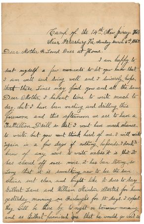 Lot #357 14th New Jersey Regiment Flag Remnant and Letter - Image 1