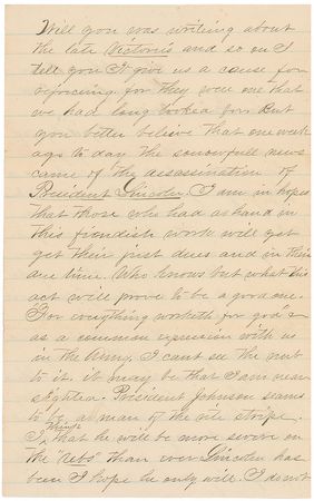 Lot #393 Abraham Lincoln: Union Soldier: “One week ago today the sorrowful news came of the assassination of President Lincoln” - Image 2