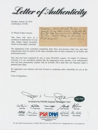 Lot #7 John Adams Signed Document - Image 2