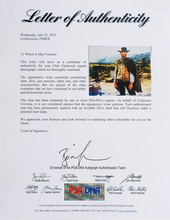 Lot #784 Clint Eastwood Signed Photograph - Image 2