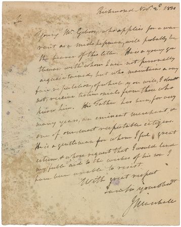 Lot #204 John Marshall: Sought-after 1821