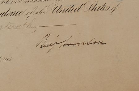 Lot #63 Benjamin Harrison Signed Document - Image 2
