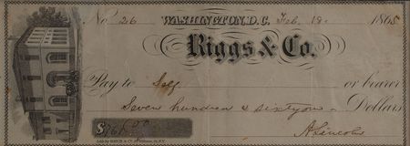 Lot #49 Abraham Lincoln: Rare Lincoln signed check to ?Self? less than two months before his assassination - Image 2