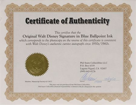 Lot #553 Walt Disney Signature - Image 3