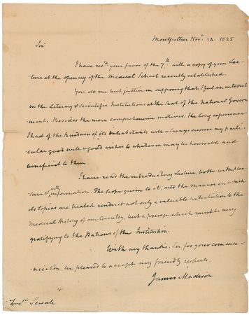 Lot #14 James Madison: “I feel an interest in the