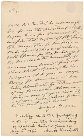 Lot #26 Andrew Jackson: Confidential reports and