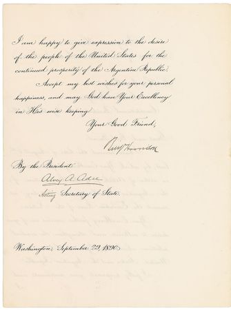 Lot #64 Benjamin Harrison Signed Letter - Image 2