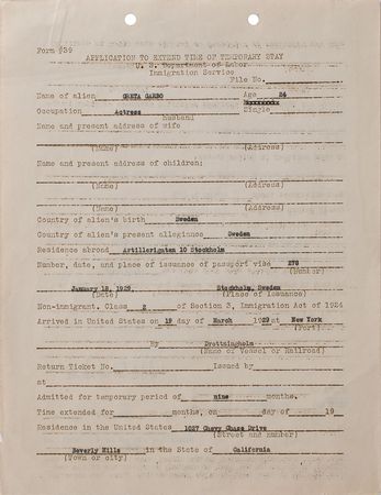 Lot #760 Greta Garbo Signed Document - Image 2