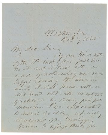 Lot #44 Franklin Pierce: Scarce autograph letter as president, written with “a sad heart” and “many painful memories” - Image 1