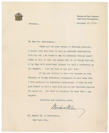 Lot #75 Woodrow Wilson Typed Letters Signed - Image 1