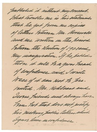 Lot #71 William H. Taft: Fearing publication of “letters between Mr. Roosevelt and me written in the period between the election of 1908 and my inauguration” - Image 2