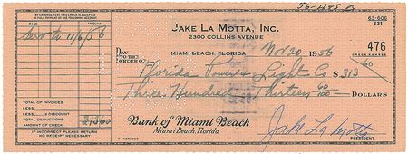Lot #846 Jake LaMotta and Peter Latzo Checks - Image 1